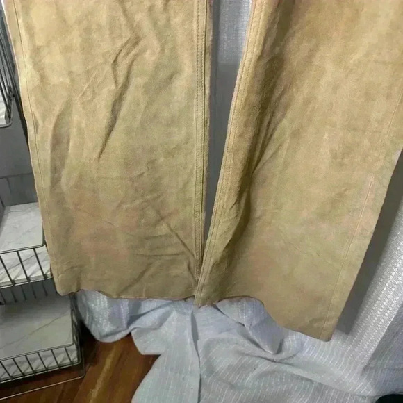 Boston Proper Women’s 10 Genuine Leather Suede Pants No Hem Wide Leg - Picture 3 of 14
